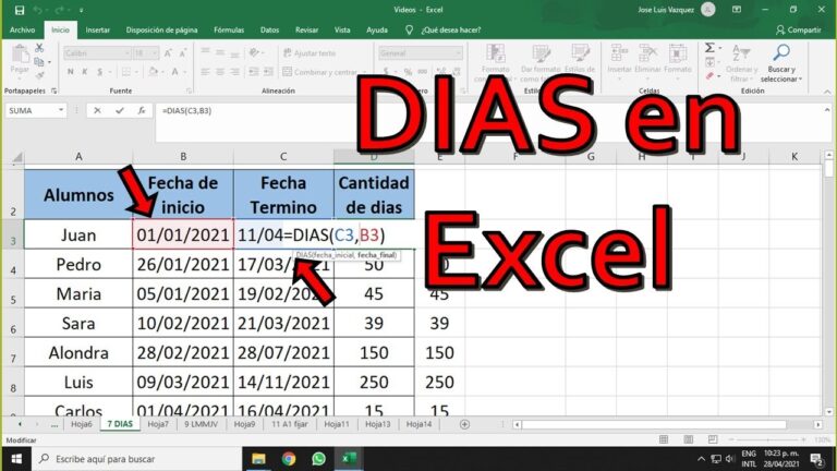 calculo de dias entre fechas