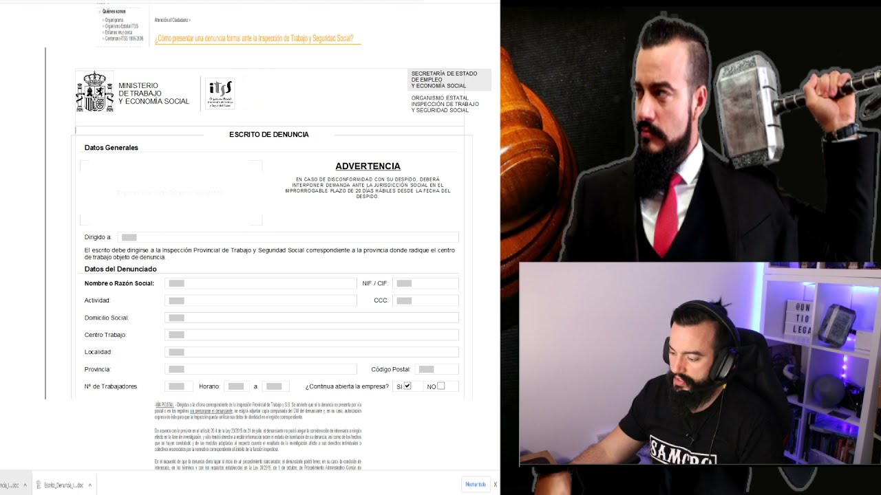 modelo denuncia inspección de trabajo