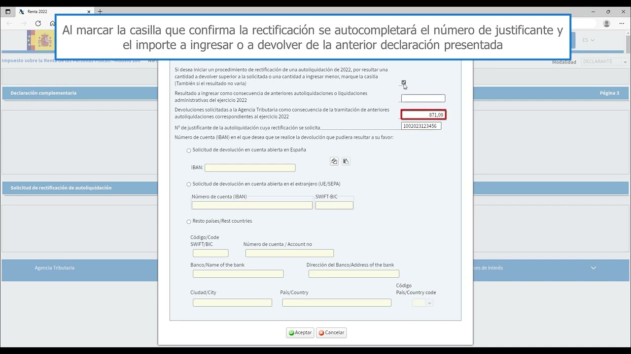 se puede modificar la renta una vez presentada